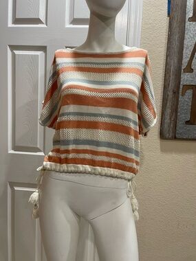 Fate Striped Side-Tie Boxy  Sweater/Coverup size Small